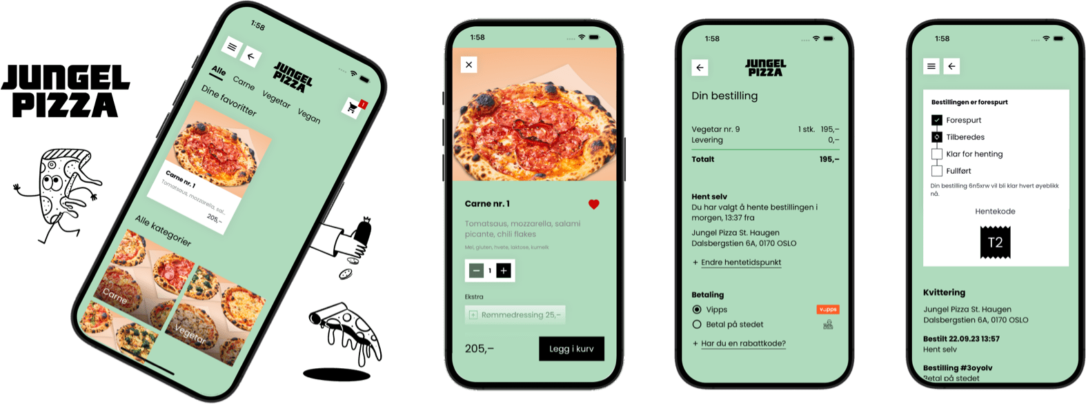 Screenshots der Bestell-App von Jungel Pizza